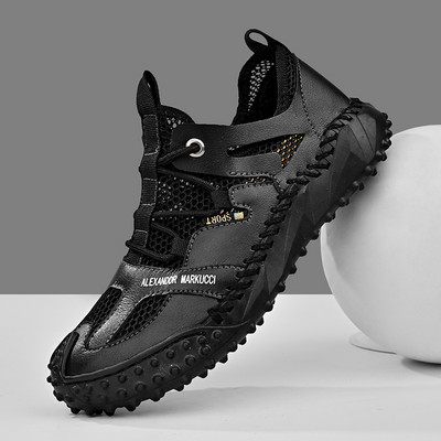 Vasarą kvėpuojantys vyriški golfo batai Vyriški lauko neslystantys golfo bateliai Balto tinklelio golfo treniruočių bateliai Vyriški patogūs golfo batai