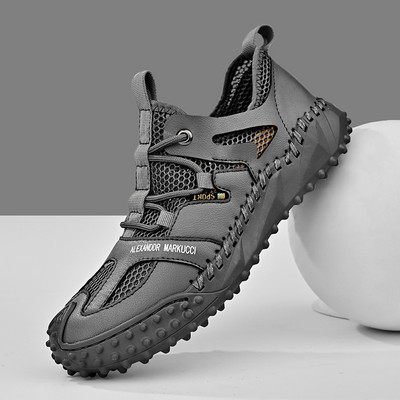 Vasarą kvėpuojantys vyriški golfo batai Vyriški lauko neslystantys golfo bateliai Balto tinklelio golfo treniruočių bateliai Vyriški patogūs golfo batai