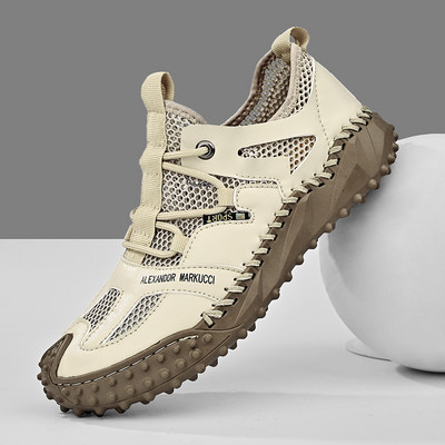 Vasarą kvėpuojantys vyriški golfo batai Vyriški lauko neslystantys golfo bateliai Balto tinklelio golfo treniruočių bateliai Vyriški patogūs golfo batai