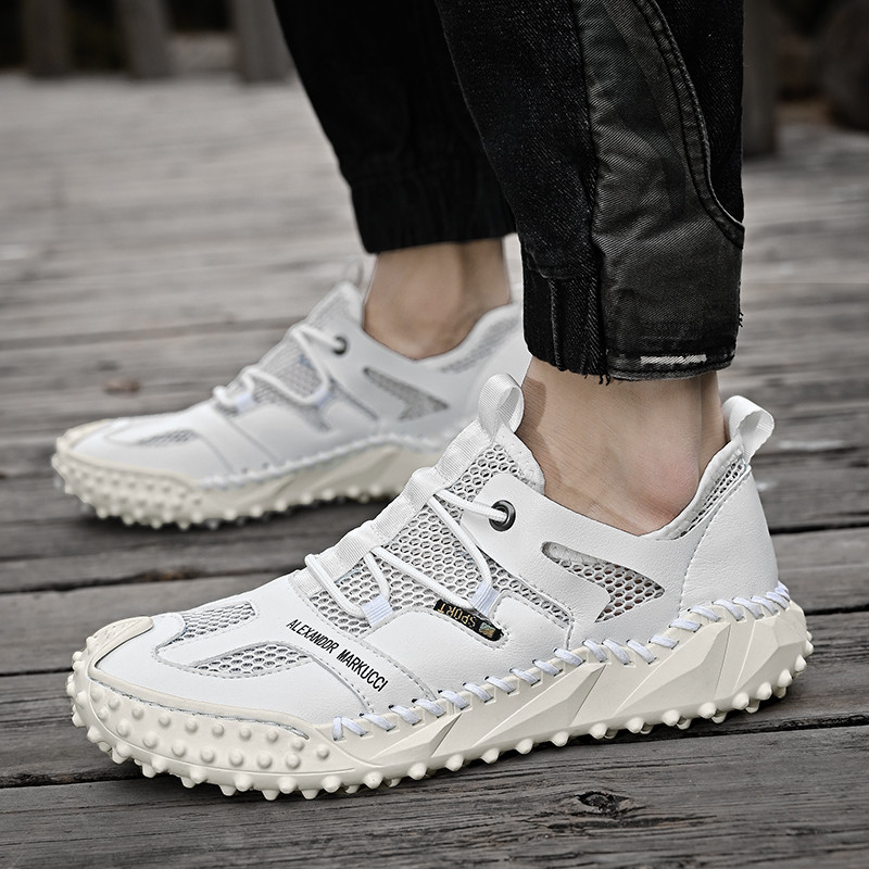 Vasarą kvėpuojantys vyriški golfo batai Vyriški lauko neslystantys golfo bateliai Balto tinklelio golfo treniruočių bateliai Vyriški patogūs golfo batai