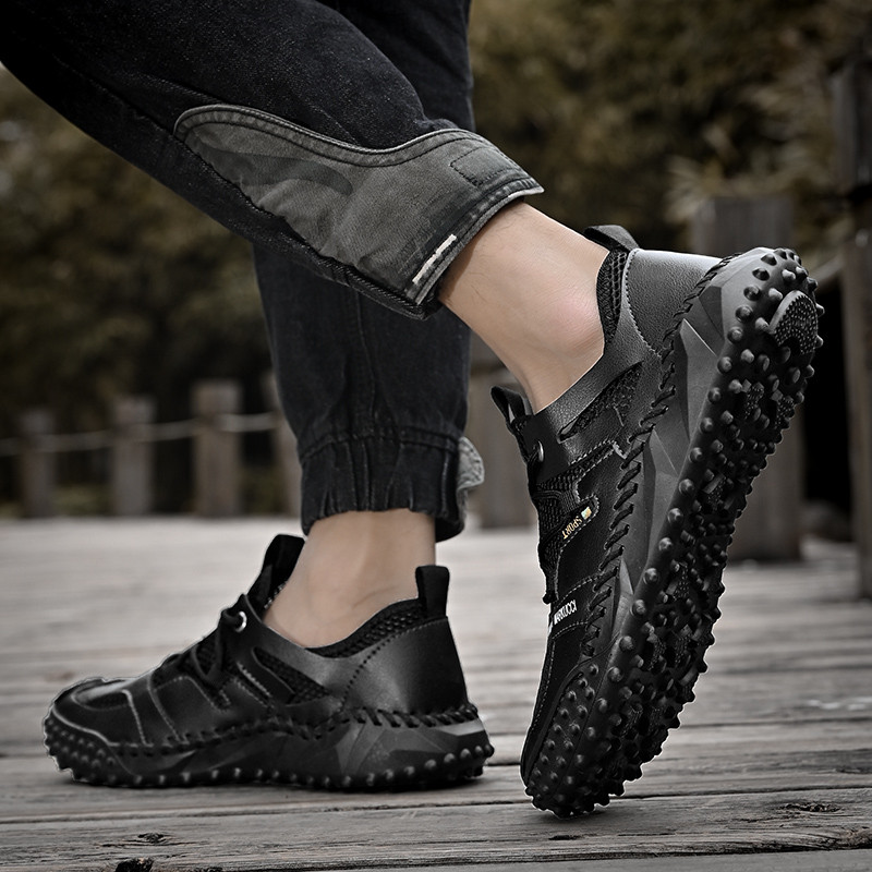 Vasarą kvėpuojantys vyriški golfo batai Vyriški lauko neslystantys golfo bateliai Balto tinklelio golfo treniruočių bateliai Vyriški patogūs golfo batai