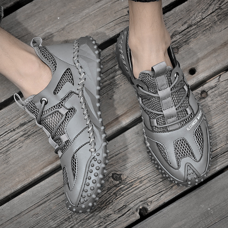 Vasarą kvėpuojantys vyriški golfo batai Vyriški lauko neslystantys golfo bateliai Balto tinklelio golfo treniruočių bateliai Vyriški patogūs golfo batai