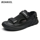 BOANXIL Summer Breathable Fly Weaving Hollow σανδάλια Υπαίθρια αναπνεύσιμα, αντιολισθητικά ανδρικά παπούτσια Ελαφριά παπούτσια για παραλία