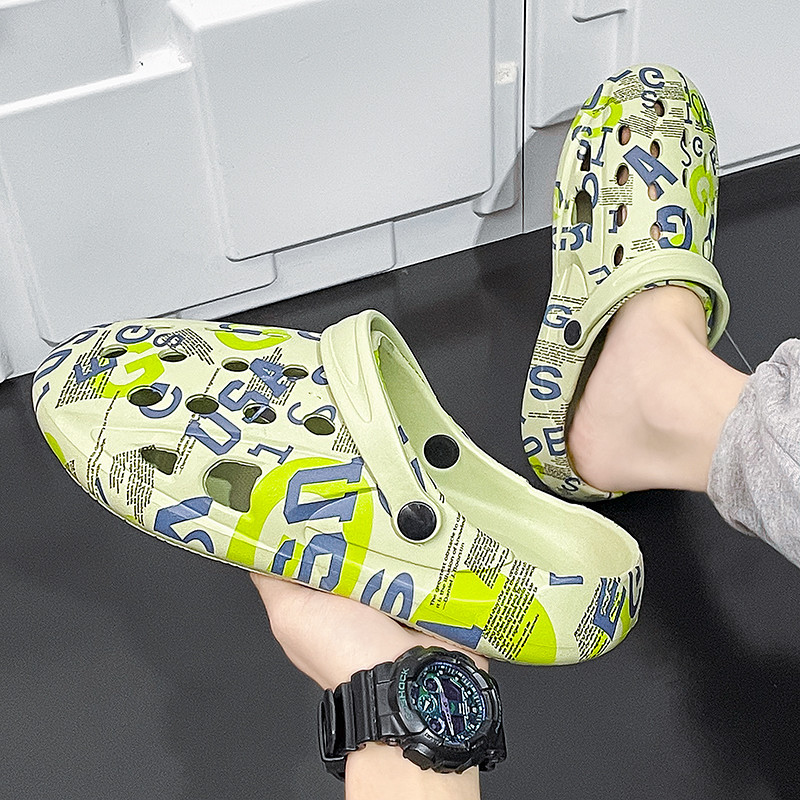 BOANXIL nyári új férfi divat egyéniség Lyukas cipők csomag fej kényelmes csúszásmentes szandál alkalmi sokoldalú strandcipő