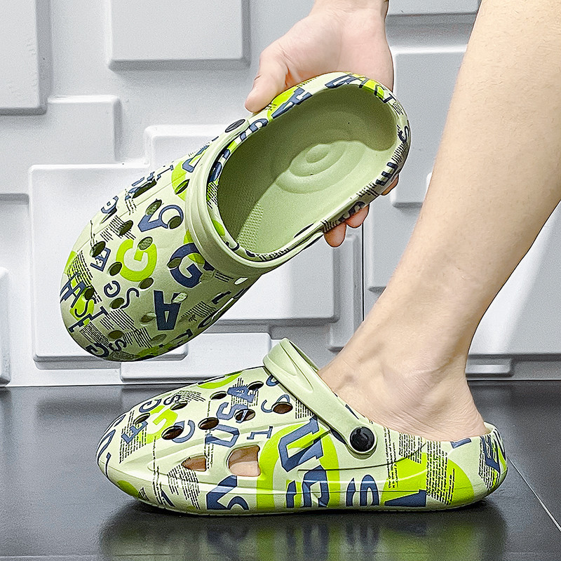 BOANXIL nyári új férfi divat egyéniség Lyukas cipők csomag fej kényelmes csúszásmentes szandál alkalmi sokoldalú strandcipő