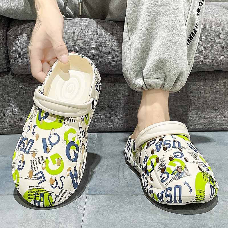 BOANXIL nyári új férfi divat egyéniség Lyukas cipők csomag fej kényelmes csúszásmentes szandál alkalmi sokoldalú strandcipő