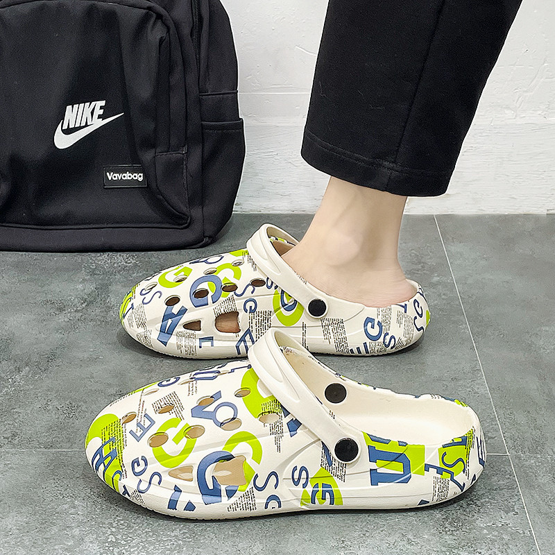 BOANXIL nyári új férfi divat egyéniség Lyukas cipők csomag fej kényelmes csúszásmentes szandál alkalmi sokoldalú strandcipő