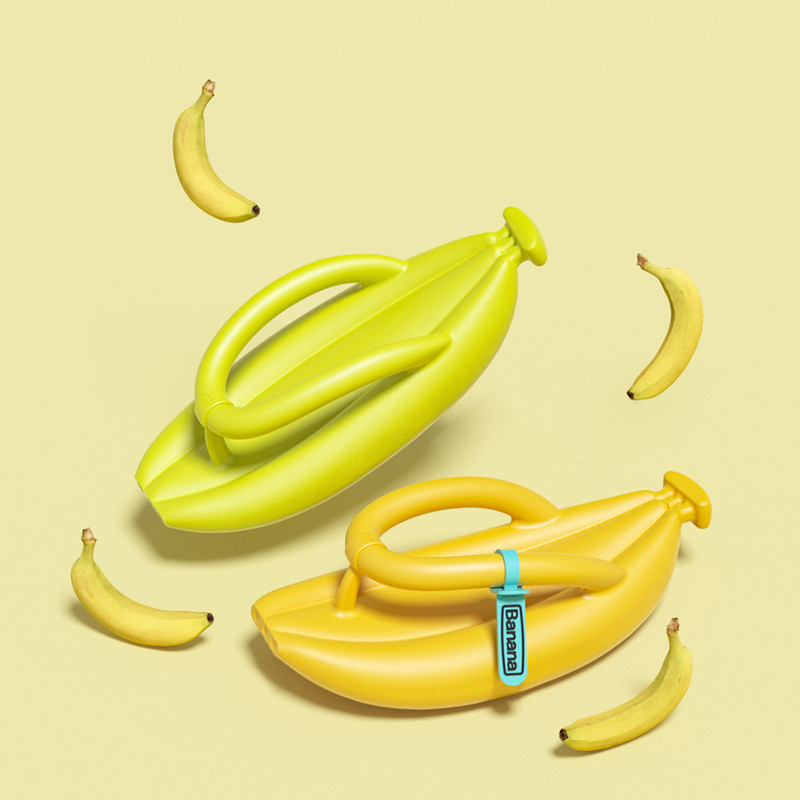 Banāna formas čības vasaras neslīdošām atvērtām čībām ikdienas valkāšanai