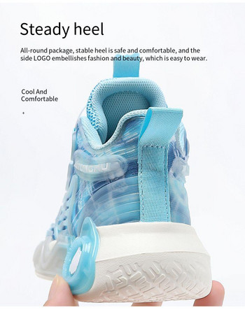 Детски баскетболни обувки Нови маратонки за момче Модни дишащи нехлъзгащи се светещи баскетболни обувки за момичета Размер 27-40