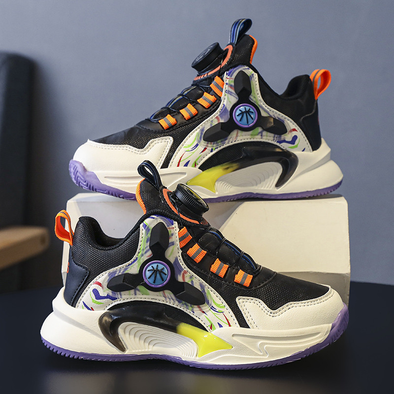 Aktīvi pārdodu modes basketbola apavus Jauniešu elpojoši sporta apavi Bērnu neslīdoši ērti basketbola apavi Izmērs 31-40