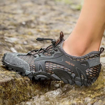 2023 г. Нови мъжки мрежести водни обувки Неплъзгащи се Бързосъхнещи Дишащи плажни маратонки за боси крака Туризъм Риболов Сърф Обувки за газене