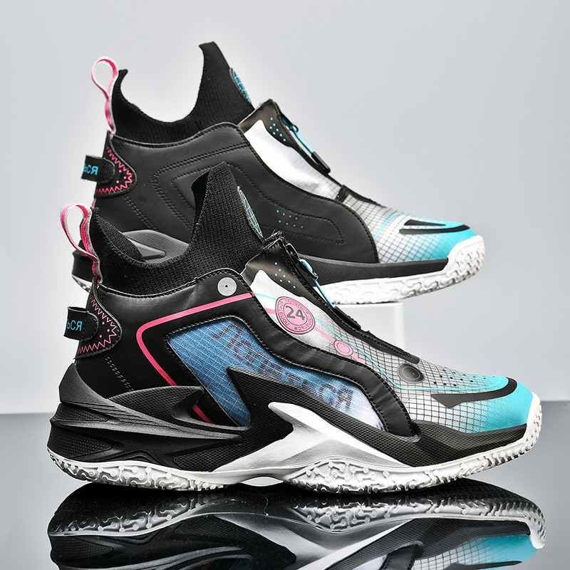 Madingos spalvos Unisex krepšinio sportbačiai vyrams su užtrauktuku platforma Moteriški krepšinio batai Aukštos kokybės kvėpuojantys vyriški treniruoklių batai