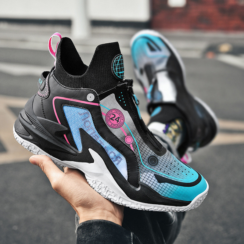 Madingos spalvos Unisex krepšinio sportbačiai vyrams su užtrauktuku platforma Moteriški krepšinio batai Aukštos kokybės kvėpuojantys vyriški treniruoklių batai