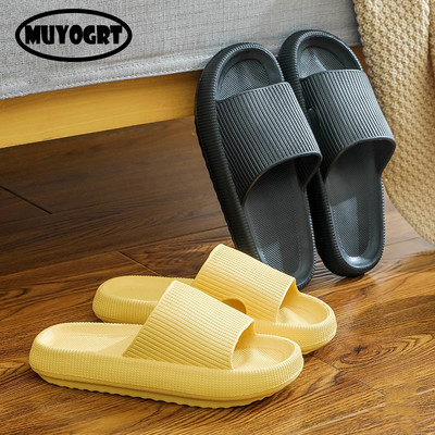 Thick Platform Bathroom Home Slippers Men Fashion Soft Sole EVA Indoor Slides Woman Sandals 2023 Summer Non-slip Flip Flops