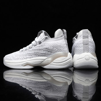 Мъжки маратонки Нови ежедневни обувки Баскетболни обувки Удобни летящи тъкани дишащи спортни еластични неплъзгащи се мъжки обувки