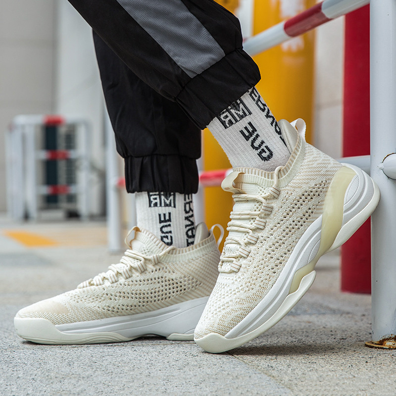 Férfi tornacipők Új alkalmi cipők Kosárlabdacipők Kényelmes Repülő Szövött Lélegző Sport Elasztikus Futó Csúszásmentes Férfi Cipők