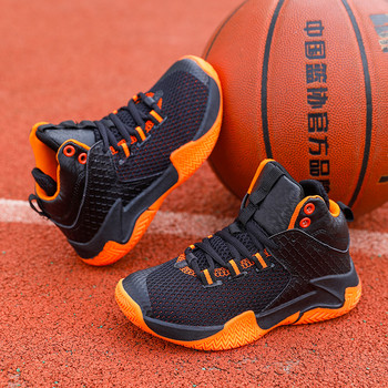Детски баскетболни обувки Студентски детски спортни маратонки за бягане Дишащи износоустойчиви момчета Детски баскетболни маратонки Мрежести обувки