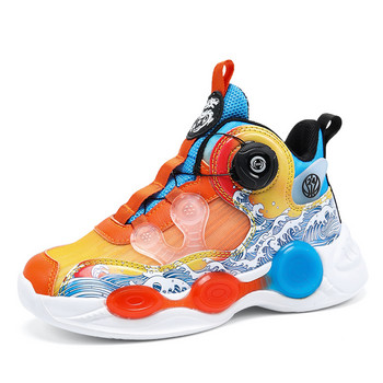 Детски баскетболни обувки Удобна здрава опаковка Неплъзгащи се Устойчиви на износване Еластични спортни обувки Дишащи