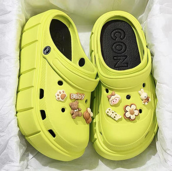 Fashion Charms Clog Shoes Външни дамски чехли Дебела подметка Висококачествени кръстосани летни сандали за момичета