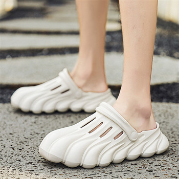 Готини спортни сандали Мъжки аква чехли със затворени пръсти Нехлъзгащи се плътни плажни сандали Мъжки бързосъхнещи летни обувки за разходка на улицата