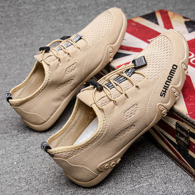 Új tavaszi és nyári hálós horgász könnyű és kényelmes cipő légáteresztő felsőcipő divatos férfi fűzős alkalmi lovaglócipő