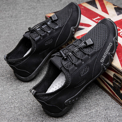 Új tavaszi és nyári hálós horgász könnyű és kényelmes cipő légáteresztő felsőcipő divatos férfi fűzős alkalmi lovaglócipő