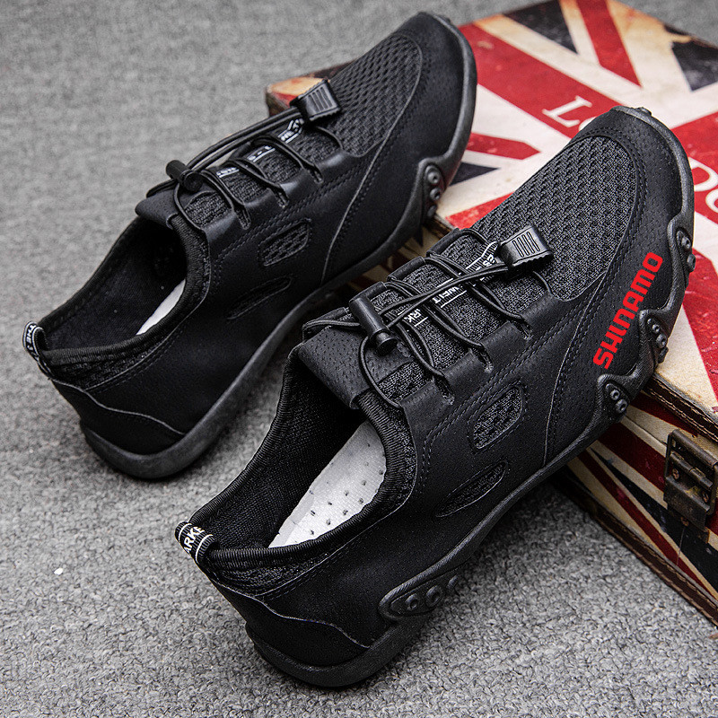 Új tavaszi és nyári hálós horgász könnyű és kényelmes cipő légáteresztő felsőcipő divatos férfi fűzős alkalmi lovaglócipő