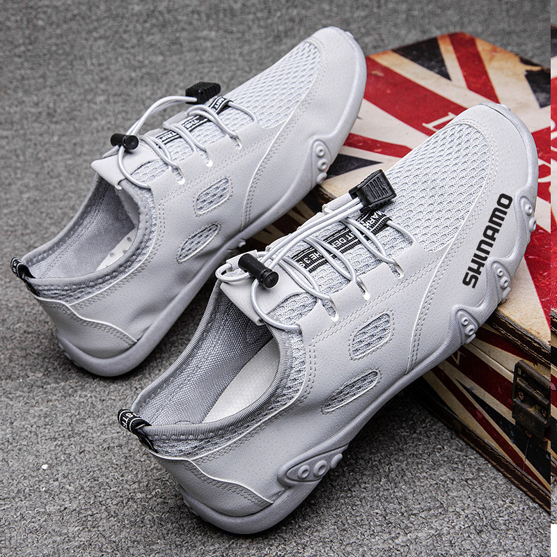 Új tavaszi és nyári hálós horgász könnyű és kényelmes cipő légáteresztő felsőcipő divatos férfi fűzős alkalmi lovaglócipő