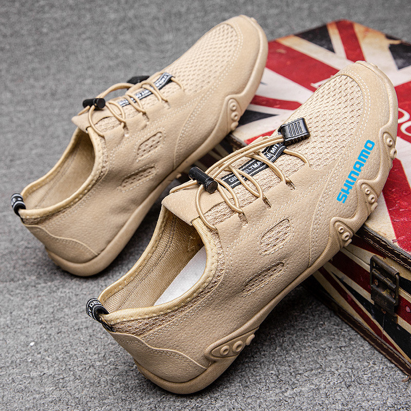 Új tavaszi és nyári hálós horgász könnyű és kényelmes cipő légáteresztő felsőcipő divatos férfi fűzős alkalmi lovaglócipő