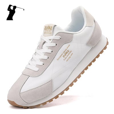 Велурени кожени мъжки спортни обувки за голф платнени зелени кафяви мъжки висококачествени обувки за тренировка за голф неплъзгащи се обувки за джогинг мъжки