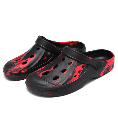 JIEMIAO szandálok Lyukas cipők pár otthoni alkalmi papucsok nyári hollow Out légáteresztő csat terepszínű férfi és női strandlakás