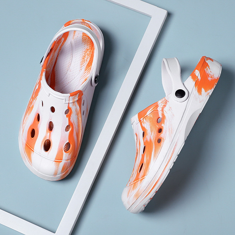 JIEMIAO szandálok Lyukas cipők pár otthoni alkalmi papucsok nyári hollow Out légáteresztő csat terepszínű férfi és női strandlakás