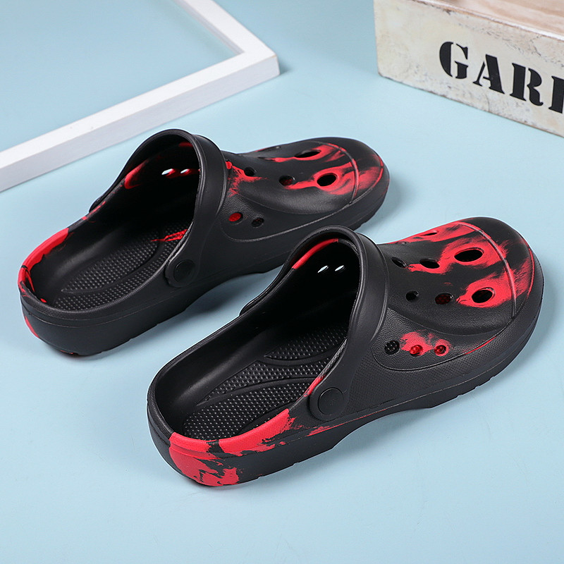 JIEMIAO szandálok Lyukas cipők pár otthoni alkalmi papucsok nyári hollow Out légáteresztő csat terepszínű férfi és női strandlakás