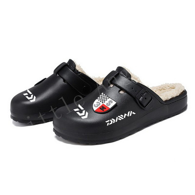 Daiwa Vīriešu ziemas čības PU sandales Siltas iekštelpu apavi Mode āra sports Neslīdošs vīriešu mājas makšķerēšanas čības