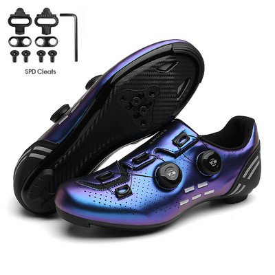 Karbonske MTB biciklističke cipele s bitvama Muške cipele za cestovne bicikle Ravne tenisice za trke Ženske brdske biciklističke SPD obuća za klipove