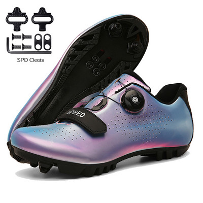 Šosejas velosipēdistu apavi ar pedāli vīriešiem sporta sacīkšu MTB riteņbraukšanas apavi sievietēm ātruma velosipēda čības kalnu riteņbraukšanas spd zābaki
