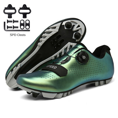 Šosejas velosipēdistu apavi ar pedāli vīriešiem sporta sacīkšu MTB riteņbraukšanas apavi sievietēm ātruma velosipēda čības kalnu riteņbraukšanas spd zābaki