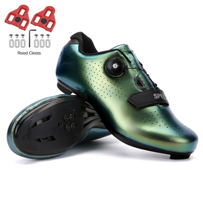 Šosejas velosipēdistu apavi ar pedāli vīriešiem sporta sacīkšu MTB riteņbraukšanas apavi sievietēm ātruma velosipēda čības kalnu riteņbraukšanas spd zābaki