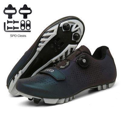 Šosejas velosipēdistu apavi ar pedāli vīriešiem sporta sacīkšu MTB riteņbraukšanas apavi sievietēm ātruma velosipēda čības kalnu riteņbraukšanas spd zābaki