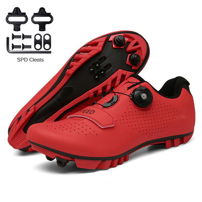 Šosejas velosipēdistu apavi ar pedāli vīriešiem sporta sacīkšu MTB riteņbraukšanas apavi sievietēm ātruma velosipēda čības kalnu riteņbraukšanas spd zābaki