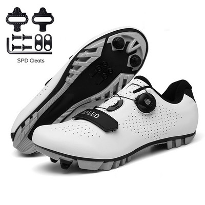 Šosejas velosipēdistu apavi ar pedāli vīriešiem sporta sacīkšu MTB riteņbraukšanas apavi sievietēm ātruma velosipēda čības kalnu riteņbraukšanas spd zābaki