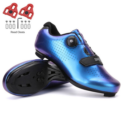 Šosejas velosipēdistu apavi ar pedāli vīriešiem sporta sacīkšu MTB riteņbraukšanas apavi sievietēm ātruma velosipēda čības kalnu riteņbraukšanas spd zābaki