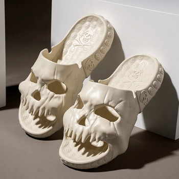 Летен персонализиран дизайн на череп Мъжки чехли 2023 г. Дамски домашни сандали Вътрешна баня Неплъзгащи се чехли за двойка Маркови чехли