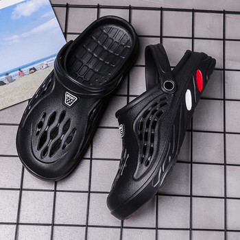 SENAGE Сабо Мъжки сандали Големи размери Летни мъжки прашки с копито с щампи Градински плажни чехли за мъжки обувки Zapatos Hombre