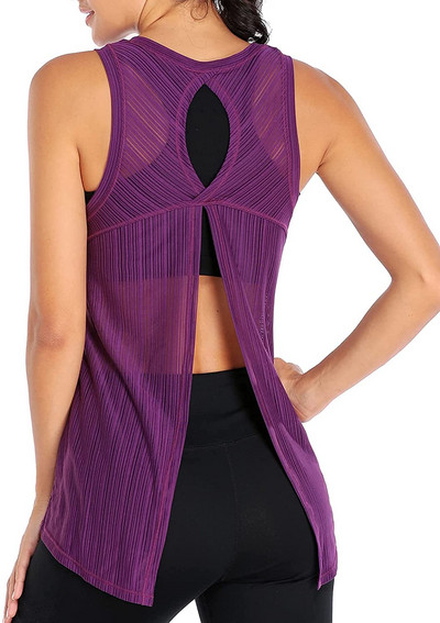 Charmleaks ženske sportske majice s okruglim ovratnikom Jednobojne mekane majice bez rukava Dizajn s podijeljenim leđima Prozračna sportska odjeća