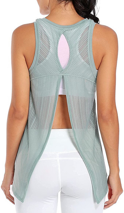 Charmleaks ženske sportske majice s okruglim ovratnikom Jednobojne mekane majice bez rukava Dizajn s podijeljenim leđima Prozračna sportska odjeća