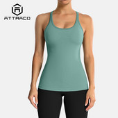 Attraco Női Camisole Racerback Design U-nyakú, alap légáteresztő sportruházat tömör puha beépíthető polcos melltartó futócipők