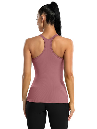Attraco Női Camisole Racerback Design U-nyakú, alap légáteresztő sportruházat tömör puha beépíthető polcos melltartó futócipők