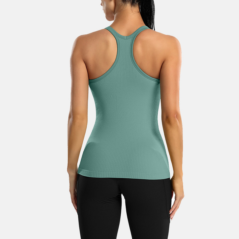 Attraco Női Camisole Racerback Design U-nyakú, alap légáteresztő sportruházat tömör puha beépíthető polcos melltartó futócipők