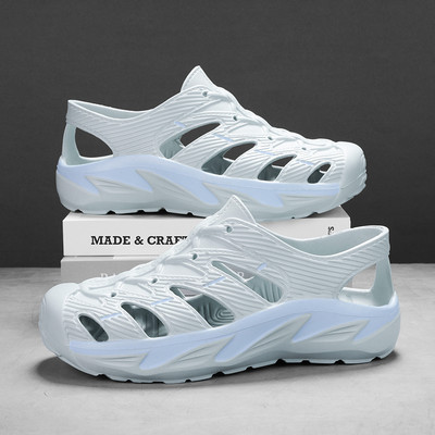 Modes vasaras pludmales sandales biezas zoles čības ūdensnecaurlaidīgas 5cm mīkstas zoles dārza apavi pret slīdēšanu mājas sandales Flip Flops vīriešiem